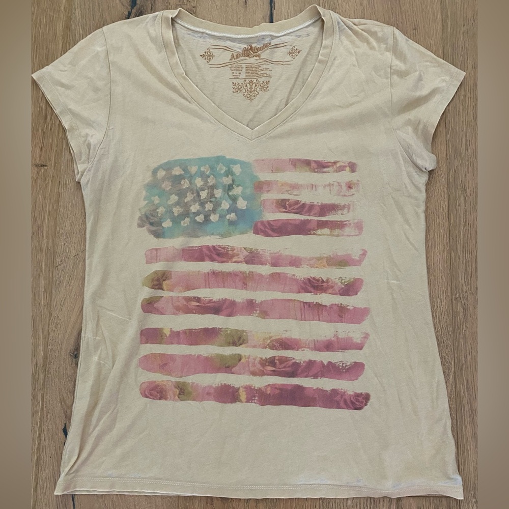 Cream and Pink Graphic Short Sleeve Tee